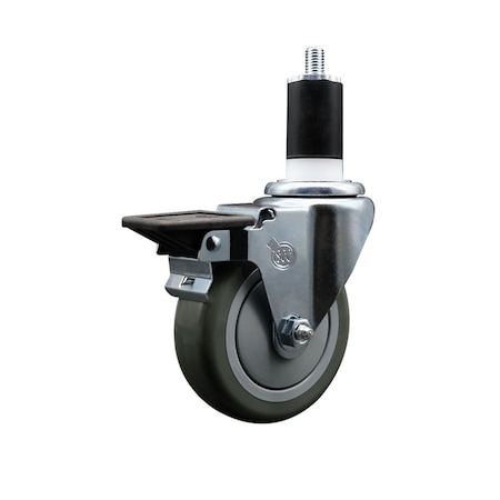 Service Caster 4'' Gray Poly Swivel 1-1/2'' Expanding Stem Caster with Brake SCC-EX20S414-PPUB-PLB-112